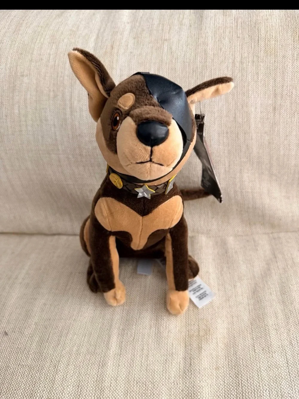 Cruella De Vil Plush Brown & Tan Police Dog Toy with Star Collar